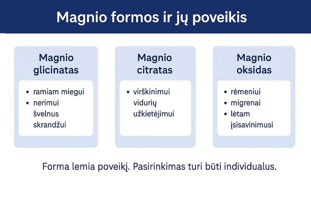 skirtingų magnio formų pliusai ir skirtumai